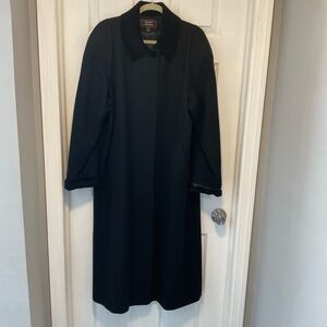 Vintage Stephanie Mathew’s Black Full Length Wool Lined Dress Coat Size XL